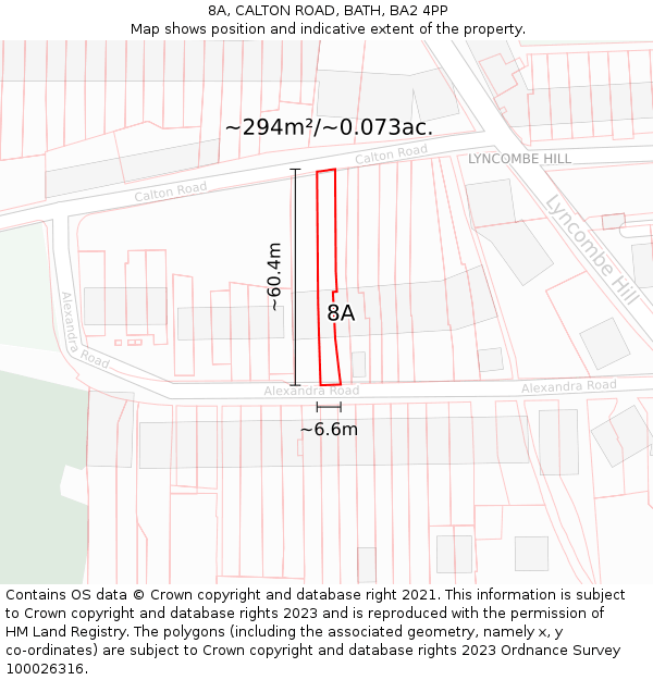 8A, CALTON ROAD, BATH, BA2 4PP: Plot and title map