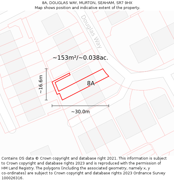 8A, DOUGLAS WAY, MURTON, SEAHAM, SR7 9HX: Plot and title map