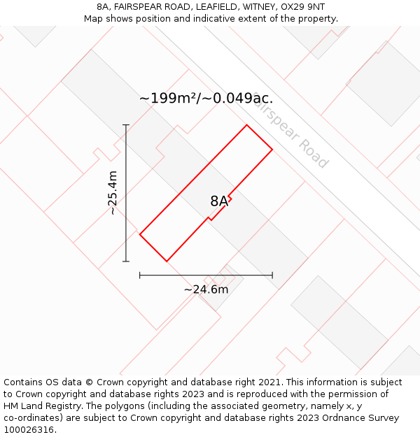 8A, FAIRSPEAR ROAD, LEAFIELD, WITNEY, OX29 9NT: Plot and title map