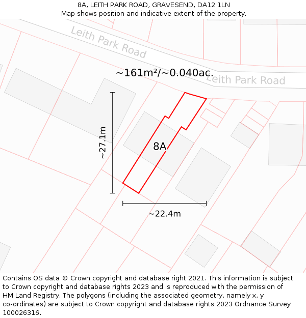 8A, LEITH PARK ROAD, GRAVESEND, DA12 1LN: Plot and title map