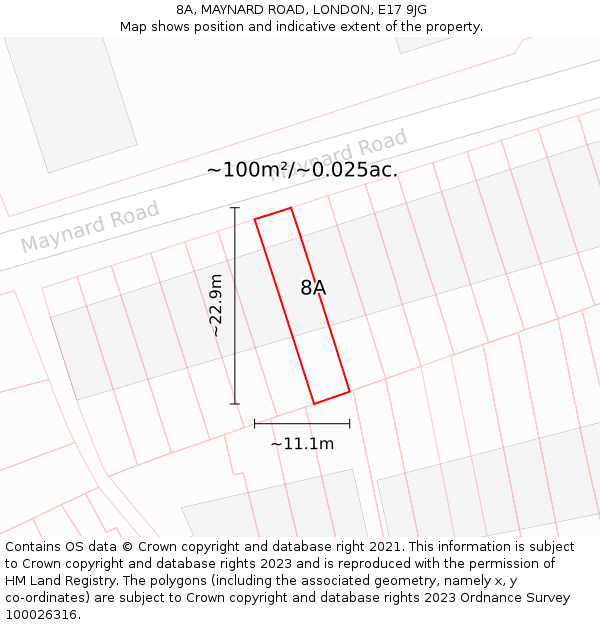 8A, MAYNARD ROAD, LONDON, E17 9JG: Plot and title map
