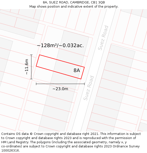 8A, SUEZ ROAD, CAMBRIDGE, CB1 3QB: Plot and title map