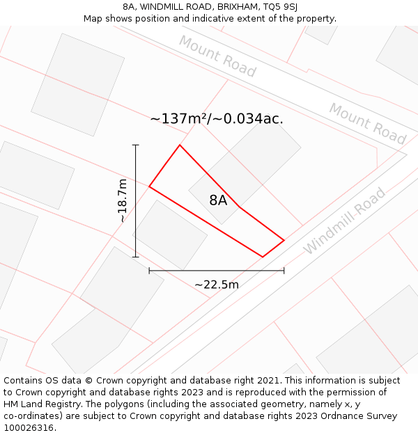 8A, WINDMILL ROAD, BRIXHAM, TQ5 9SJ: Plot and title map