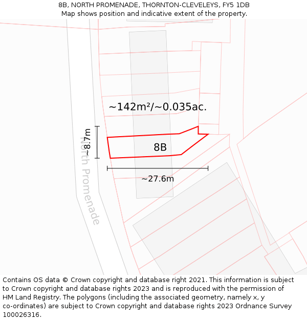 8B, NORTH PROMENADE, THORNTON-CLEVELEYS, FY5 1DB: Plot and title map