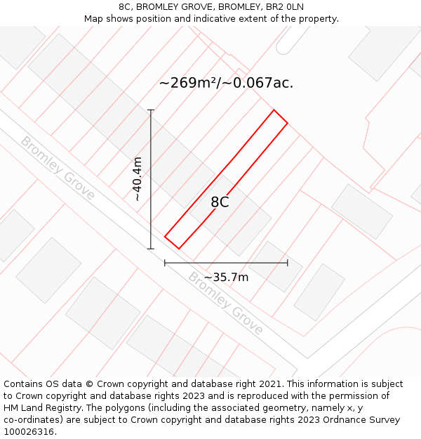 8C, BROMLEY GROVE, BROMLEY, BR2 0LN: Plot and title map