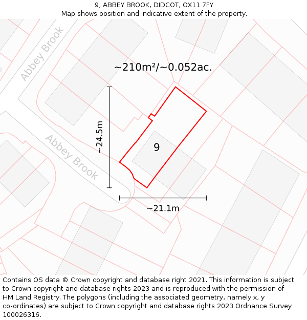 9, ABBEY BROOK, DIDCOT, OX11 7FY: Plot and title map