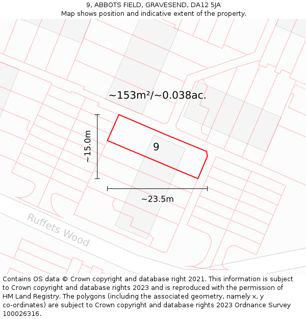 9, ABBOTS FIELD, GRAVESEND, DA12 5JA: Plot and title map