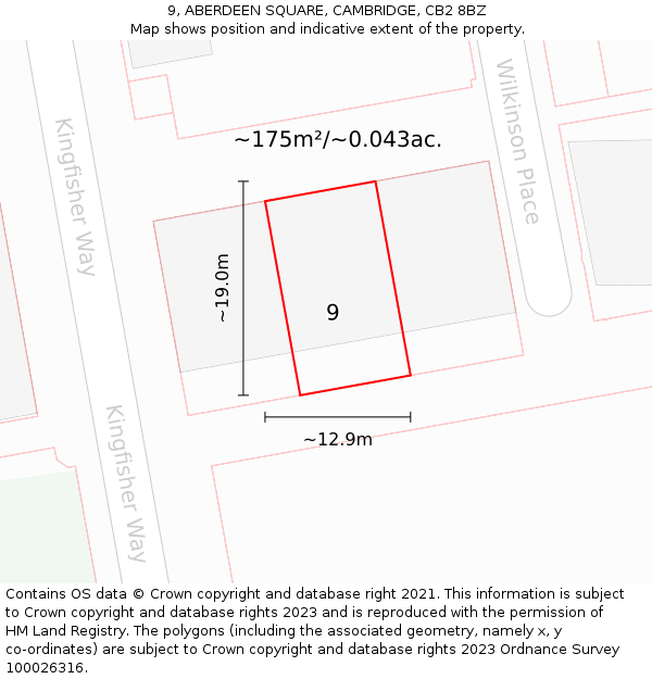9, ABERDEEN SQUARE, CAMBRIDGE, CB2 8BZ: Plot and title map