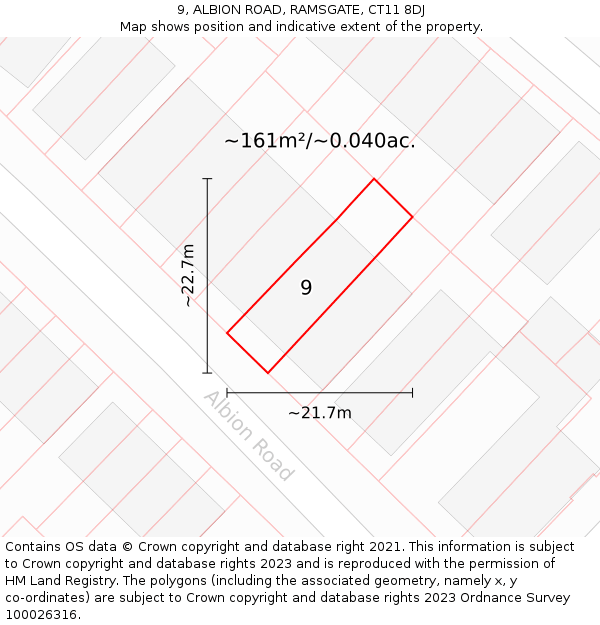 9, ALBION ROAD, RAMSGATE, CT11 8DJ: Plot and title map