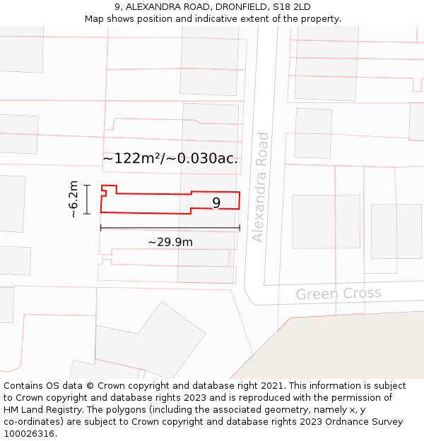 9, ALEXANDRA ROAD, DRONFIELD, S18 2LD: Plot and title map