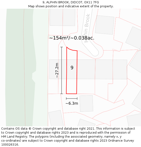 9, ALPHIN BROOK, DIDCOT, OX11 7FG: Plot and title map