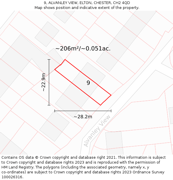 9, ALVANLEY VIEW, ELTON, CHESTER, CH2 4QD: Plot and title map