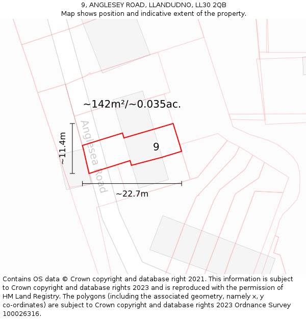 9, ANGLESEY ROAD, LLANDUDNO, LL30 2QB: Plot and title map