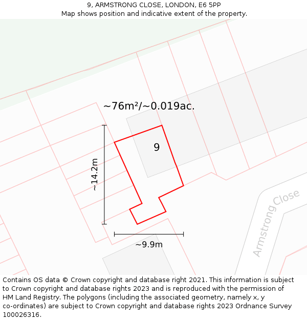 9, ARMSTRONG CLOSE, LONDON, E6 5PP: Plot and title map