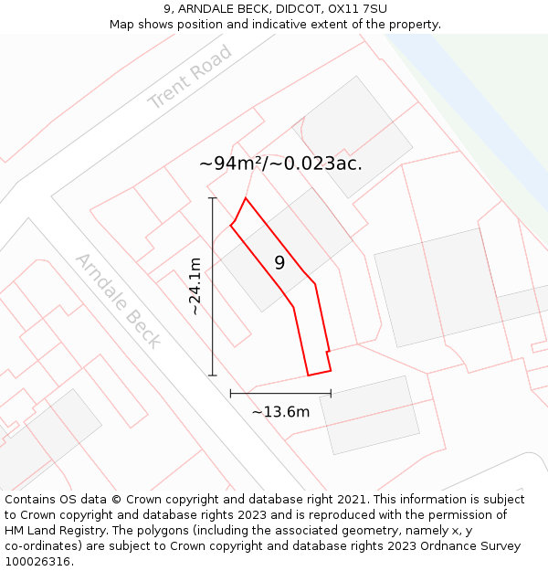 9, ARNDALE BECK, DIDCOT, OX11 7SU: Plot and title map