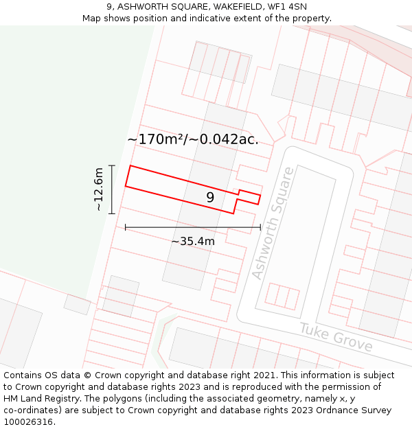 9, ASHWORTH SQUARE, WAKEFIELD, WF1 4SN: Plot and title map