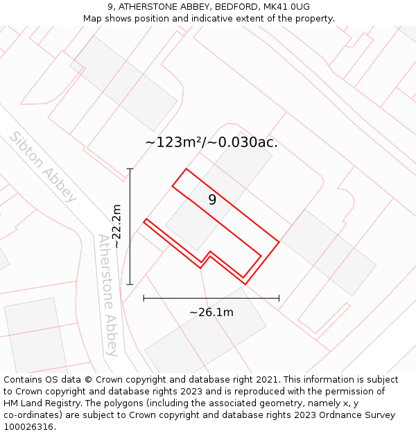 9, ATHERSTONE ABBEY, BEDFORD, MK41 0UG: Plot and title map