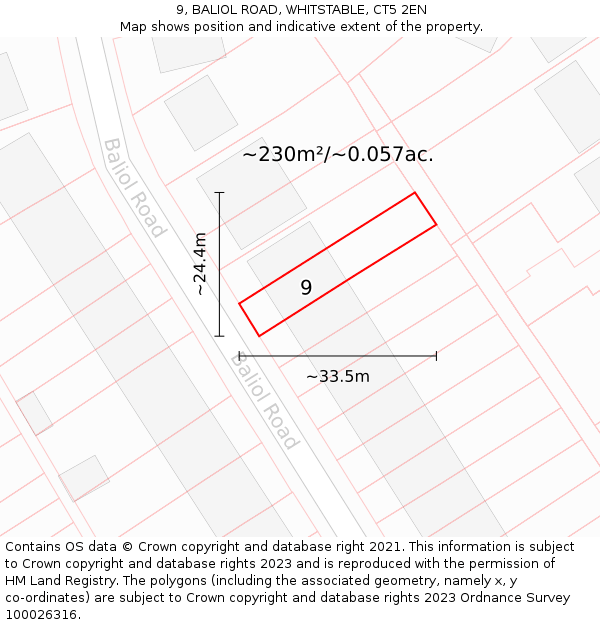 9, BALIOL ROAD, WHITSTABLE, CT5 2EN: Plot and title map