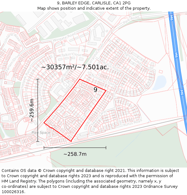 9, BARLEY EDGE, CARLISLE, CA1 2PG: Plot and title map