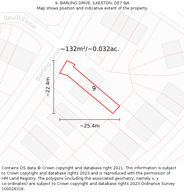 9, BARLING DRIVE, ILKESTON, DE7 9JA: Plot and title map
