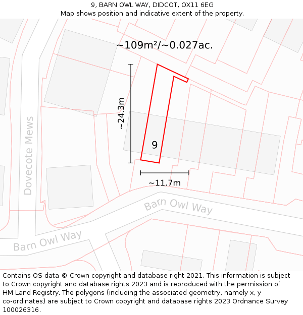 9, BARN OWL WAY, DIDCOT, OX11 6EG: Plot and title map