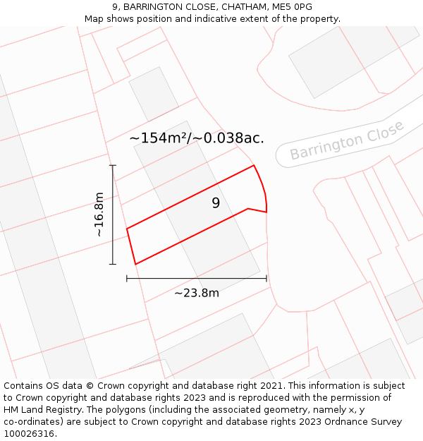 9, BARRINGTON CLOSE, CHATHAM, ME5 0PG: Plot and title map