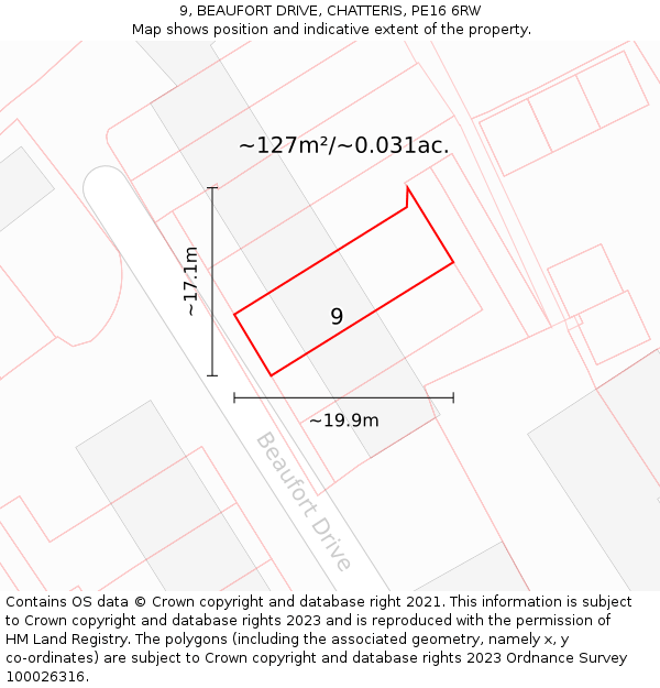 9, BEAUFORT DRIVE, CHATTERIS, PE16 6RW: Plot and title map