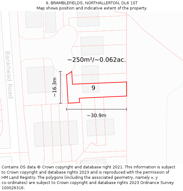 9, BRAMBLEFIELDS, NORTHALLERTON, DL6 1ST: Plot and title map