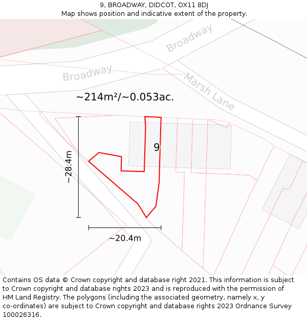 9, BROADWAY, DIDCOT, OX11 8DJ: Plot and title map