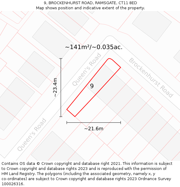 9, BROCKENHURST ROAD, RAMSGATE, CT11 8ED: Plot and title map