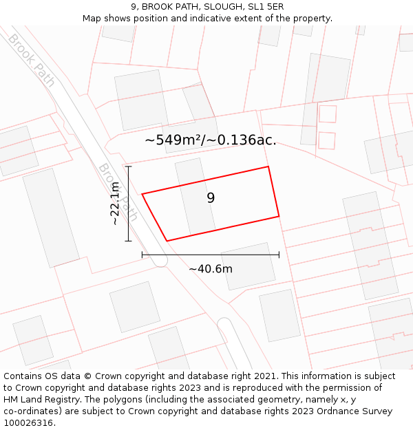 9, BROOK PATH, SLOUGH, SL1 5ER: Plot and title map