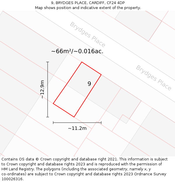 9, BRYDGES PLACE, CARDIFF, CF24 4DP: Plot and title map