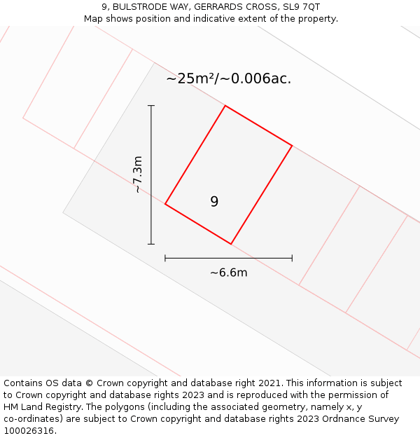 9, BULSTRODE WAY, GERRARDS CROSS, SL9 7QT: Plot and title map