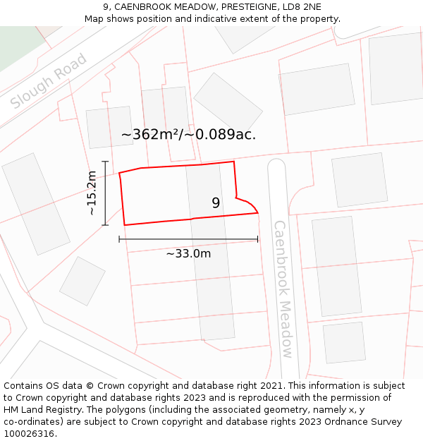 9, CAENBROOK MEADOW, PRESTEIGNE, LD8 2NE: Plot and title map