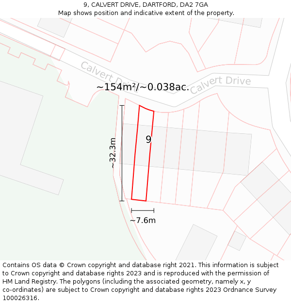 9, CALVERT DRIVE, DARTFORD, DA2 7GA: Plot and title map