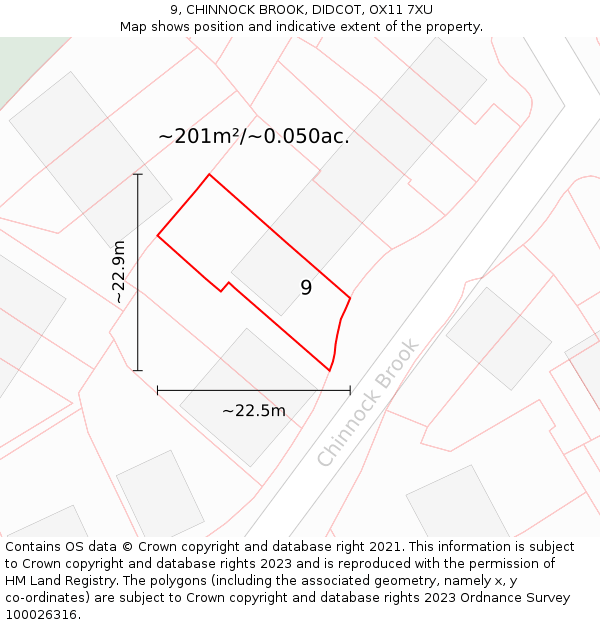 9, CHINNOCK BROOK, DIDCOT, OX11 7XU: Plot and title map