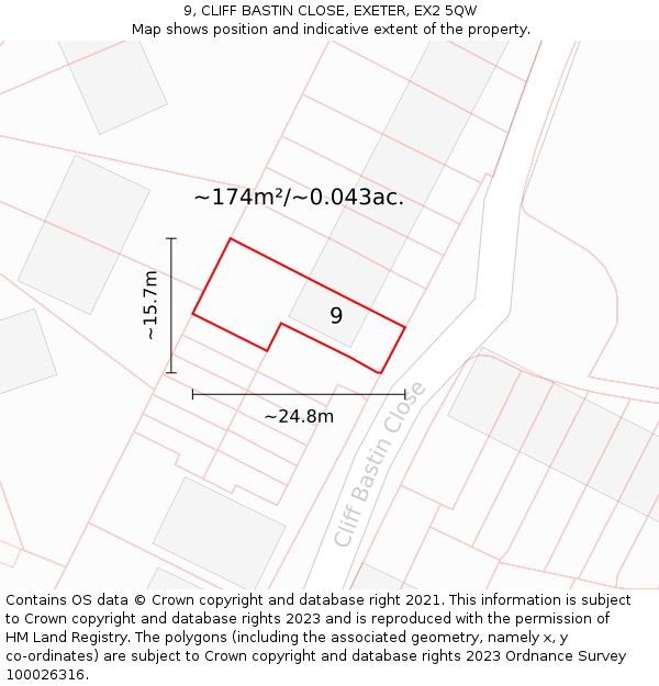 9, CLIFF BASTIN CLOSE, EXETER, EX2 5QW: Plot and title map