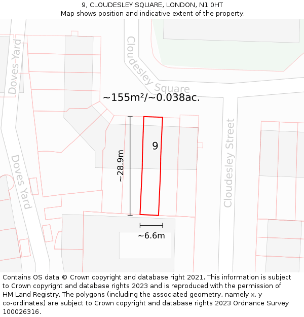 9, CLOUDESLEY SQUARE, LONDON, N1 0HT: Plot and title map