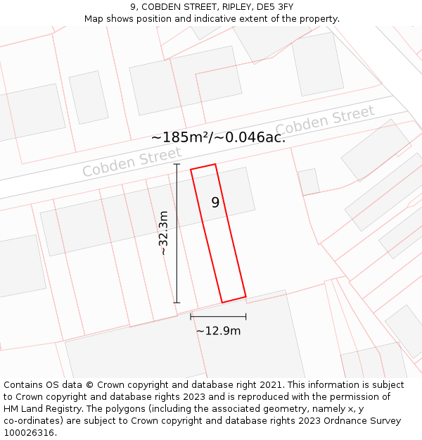 9, COBDEN STREET, RIPLEY, DE5 3FY: Plot and title map