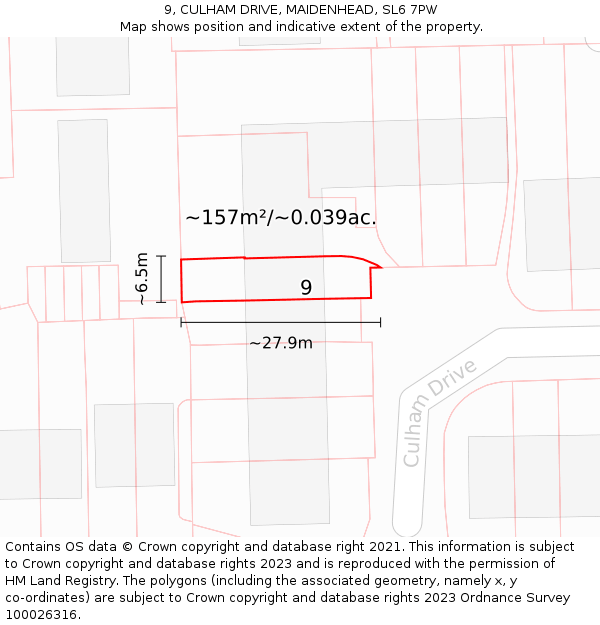 9, CULHAM DRIVE, MAIDENHEAD, SL6 7PW: Plot and title map