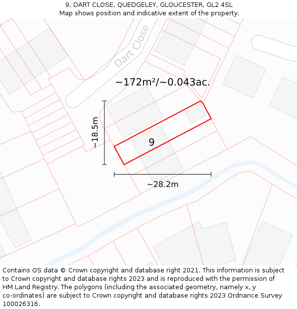 9, DART CLOSE, QUEDGELEY, GLOUCESTER, GL2 4SL: Plot and title map