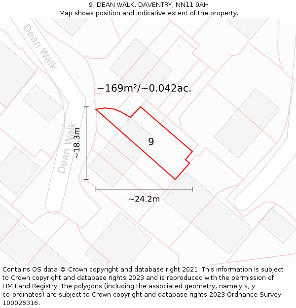 9, DEAN WALK, DAVENTRY, NN11 9AH: Plot and title map