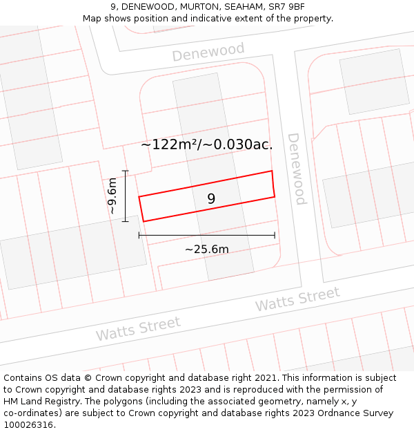 9, DENEWOOD, MURTON, SEAHAM, SR7 9BF: Plot and title map