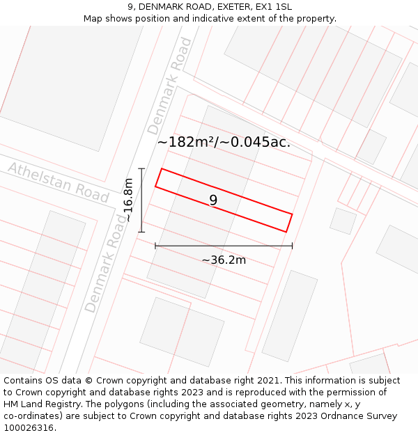 9, DENMARK ROAD, EXETER, EX1 1SL: Plot and title map