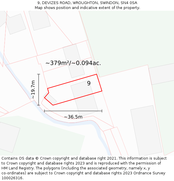 9, DEVIZES ROAD, WROUGHTON, SWINDON, SN4 0SA: Plot and title map