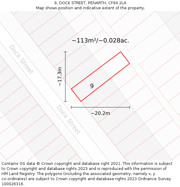 9, DOCK STREET, PENARTH, CF64 2LA: Plot and title map