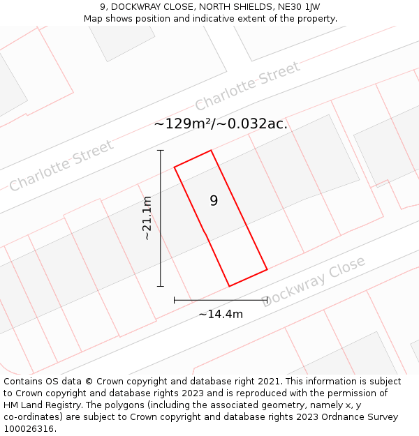 9, DOCKWRAY CLOSE, NORTH SHIELDS, NE30 1JW: Plot and title map