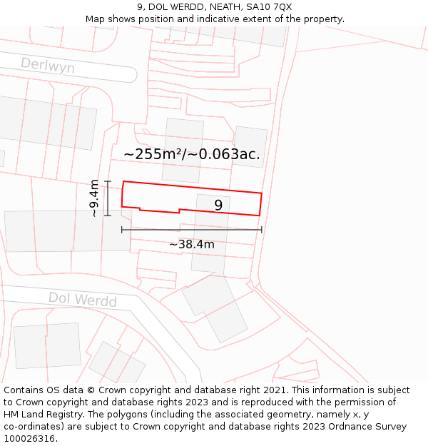 9, DOL WERDD, NEATH, SA10 7QX: Plot and title map