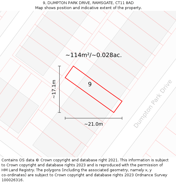 9, DUMPTON PARK DRIVE, RAMSGATE, CT11 8AD: Plot and title map