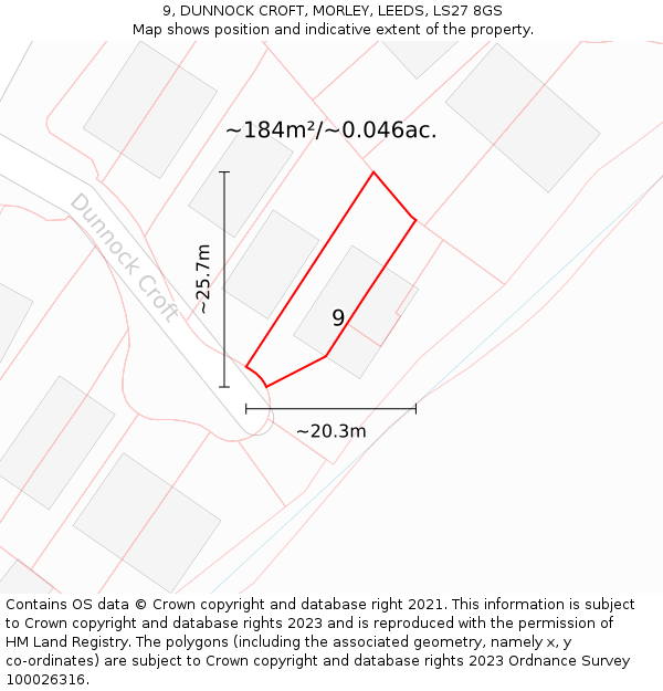 9, DUNNOCK CROFT, MORLEY, LEEDS, LS27 8GS: Plot and title map